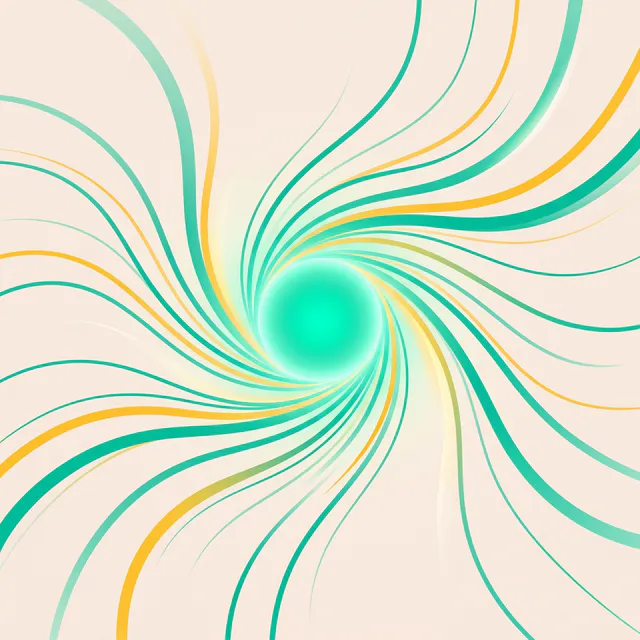 Linhas fluidas que convergem para um centro turquesa luminoso, representando a importância da logística e proximidade geográfica para a terapia em Jardim da Penha.
